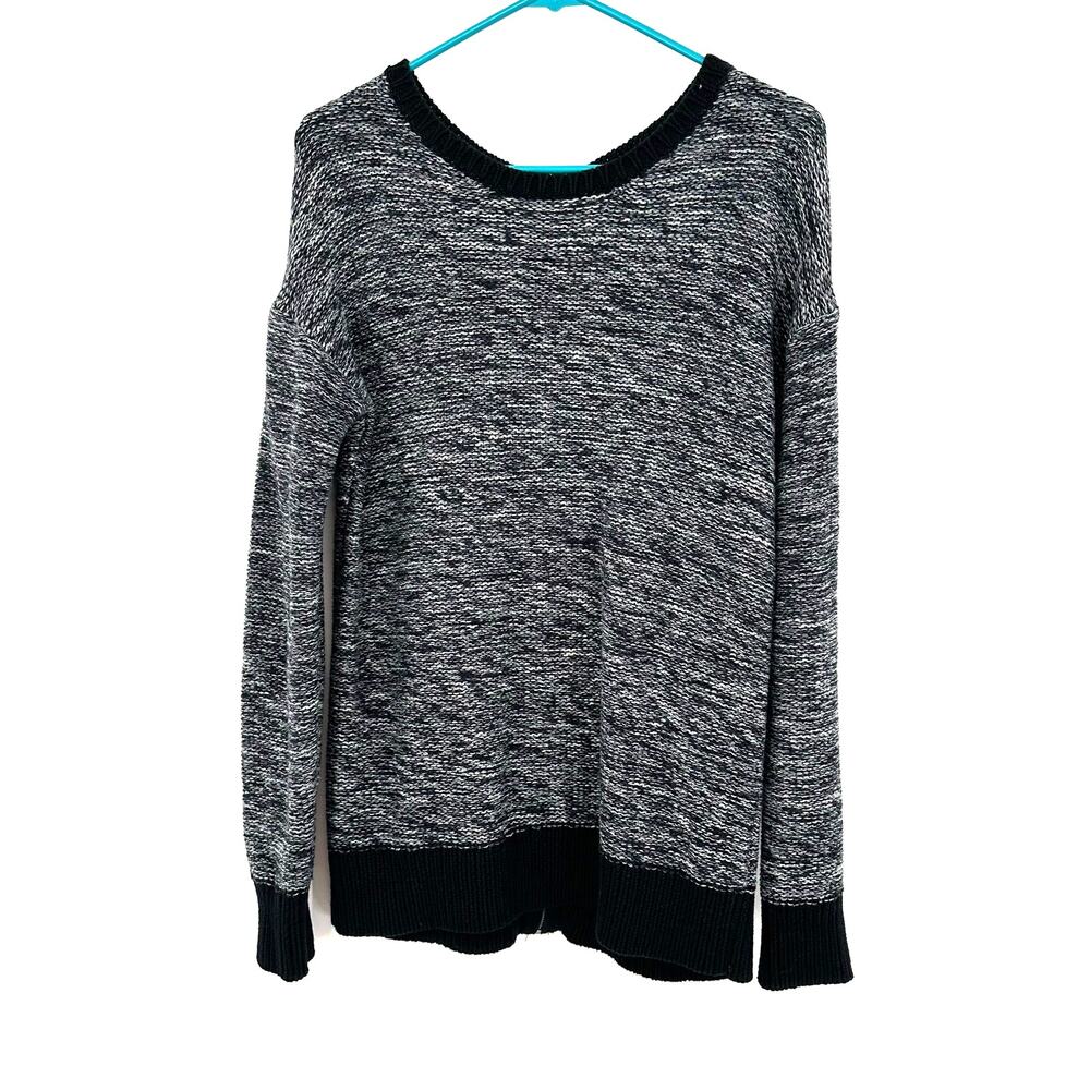 Market & Spruce Size Medium Sweater Gray Loose Knit Zip Up Back Casual Autumn